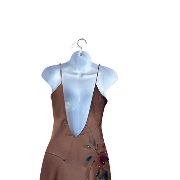 VTG Y2k Regine Los Angeles Fairycore Maxi Slip Deep V Back Embellished Dress M - Picture 13 of 16